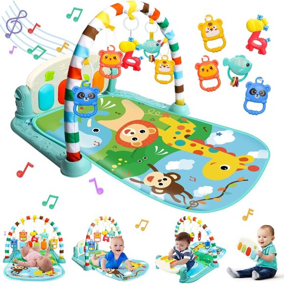 Adorable Baby Play Mat for Babies 0-6 Months - Tummy Time Mat Activity Center - Picture 1 of 9
